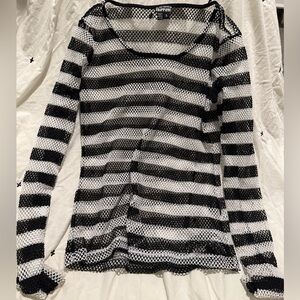 Tripp NYC mesh fishnet striped top size small rare